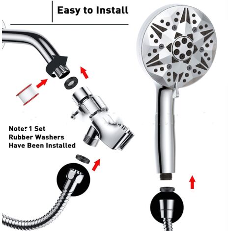 Pommeau de douche filtrant, grand pommeau de douche haute pression 10 modes avec flexible en acier inoxydable, support réglable, plusieurs boules filtrantes pour éliminer le chlore et les substances n