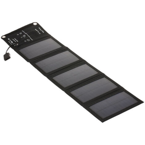 Lucky-88 – Chargeur solaire pliable 5 panneaux – Port USB – Taux de conversion >19,5% – Compact et léger pour randonnée et camping