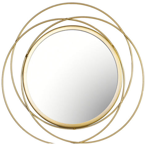 Litzee – Miroir rond doré pour décoration murale – Cadre en métal finition or antique – Miroir en verre avec réflexion cristalline – Installation facile