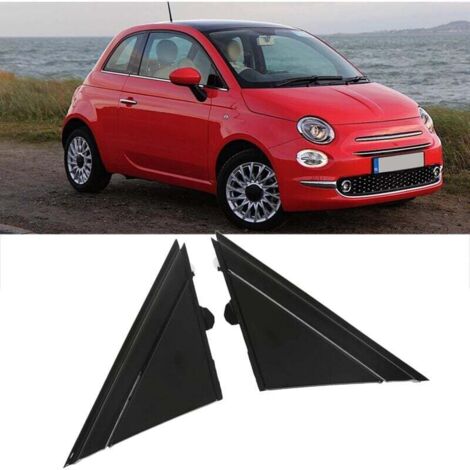 Couvercle de Drapeau de Rétroviseur de Porte 1SH17KX7AA Rétroviseur Gauche Droite Triangle Plaque Garniture Remplacement pour FIAT 500 2012 à 2017 (Noir brillant)