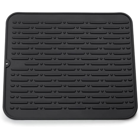 Litzee – Tapis de séchage vaisselle en silicone antibactérien 45 x 40 cm – Résistant à la chaleur – Antidérapant – Garantie à vie