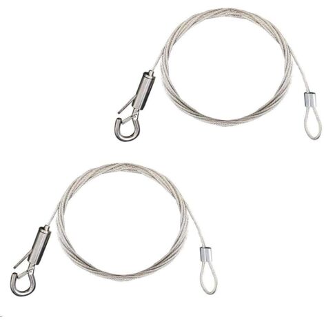 Litzee – Fil de suspension en acier inoxydable 2m – Câble galvanisé 1,5mm – Charge max 30kg – Tendeur et crochet pour cadre photo et miroir - Rideaux-1