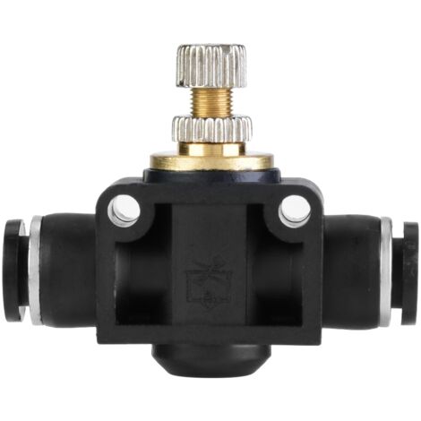 Régulateur de débit d'air pour tuyau de 6 mm, raccord pneumatique en T, vanne de régulation pour raccords de tuyauterie (6 mm)
