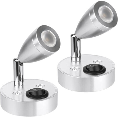 Lampe de lecture spot LED 12 V, 3 W pour intérieur de camping-car, lampe murale de chevet rotative à 180°, lumière chaude 3000 K pour camping-car, camping-car, caravane, bateau (2 pièces)-RAPANDA
