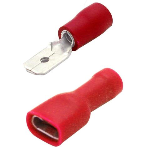 100 cosses électriques plates 50 mâles 50 connecteurs isolés femelles (rouge)