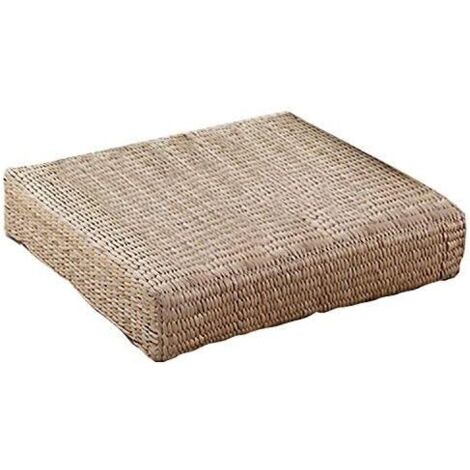 Tatami Coussin de Sol Zafu, Coussin de Méditation Écologique, Coussin Plat en Paille Tricotée, 40 cm