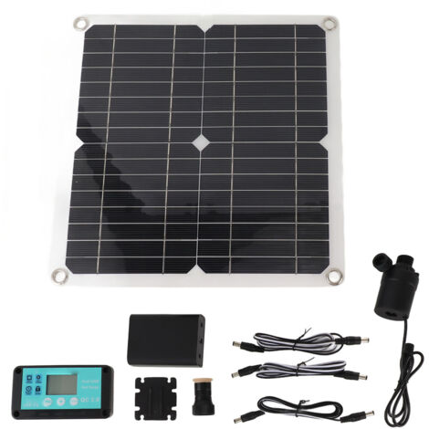 Eosnow – Pompe à eau solaire 50W – Panneau solaire 22W – Débit 800L/h – Hauteur de relevage 5m – Contrôleur QC3.0 MPPT - DC12V