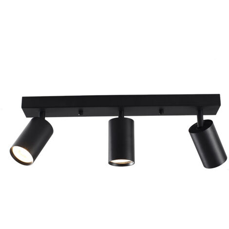 3 spots LED de plafond, plafonnier moderne GU10, plafonnier pivotant, rampe de spot et rail de spot, appliques murales LED noires pour cuisine, salon, chambre à coucher, lumière blanche - RWLampe sur