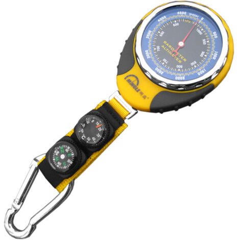 Barometre altimetre numerique multifonctionnel portable pour le camping en plein air, randonnee, escalade, modele : jaune