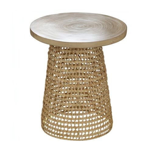Calicosy – Bout de canapé en bambou et rotin – Dimensions L 40cm x P 40cm x H 45cm – Design naturel pour intérieur chaleureux