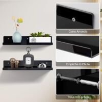 Lot 2 Étagères Murales Flottantes BONTEC 40 Cm Noir – Charge 10 Kg, Design Minimaliste