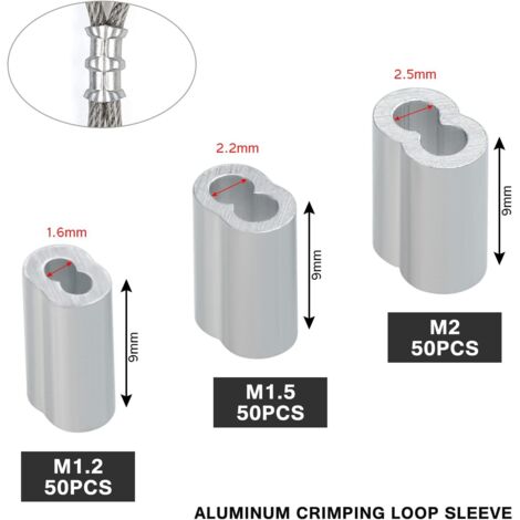 151 Pcs Outil à Sertir pour Câble Métallique,Manchons de Sertissage 0.1 ...
