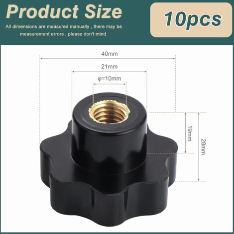 M6x15mm Mâle Filetage à visser Star Embout Serrage Bouton Prise Noir 12