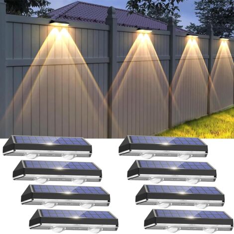 Lot de 8 lampes solaires d'extérieur - Étanche IP65-3 modes d'éclairage - Applique murale solaire pour extérieur - Lampe de jardin LED - Éclairage de clôture - Décoration de balcon, mur (1/5)
