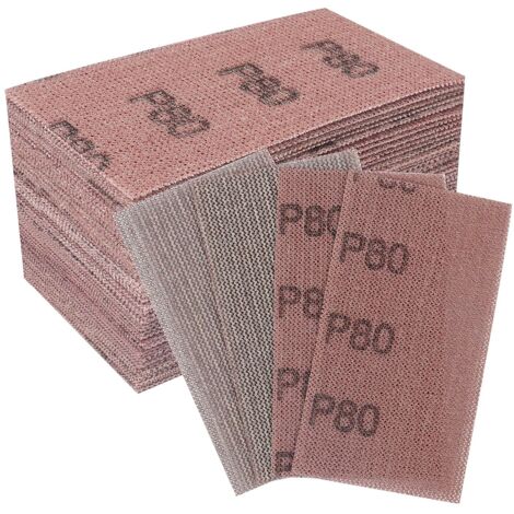 50 pièces Bande abrasive en filet 70x125mm - Feuilles abrasives auto-agrippantes - pour poncer sans poussière le bois, le mastic, la peinture, le plastique- Grain P80 (1/5)
