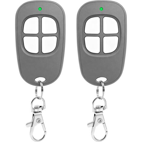 Lot de 2 AAM0049 Télécommande Portail Garage 4 Canaux, 433.92MHz Compatible SCS Motorisation Portail et Porte de Garage(Gris)