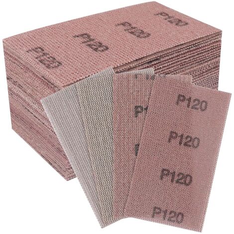 50 pièces Bande abrasive en filet 70x125mm - Feuilles abrasives auto-agrippantes - pour poncer sans poussière le bois, le mastic, la peinture, le plastique- Grain P120 (1/5)