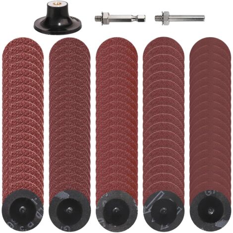 103 Disques à Changement Rapide De 50mm, Support De Disque 1/4", Disques Abrasifs Pour La Préparation De Surface, De Polissage, Les Bavures Et La Peinture Antirouille-Grain 36/60/80/120/180 (1/5)