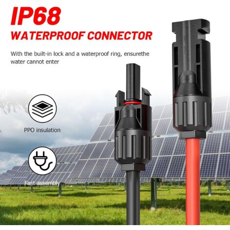 Câble Solaire 4 mm² - Rallonge de 1m/2m/3m/4m/5m/6m/10 m - Résistant ...