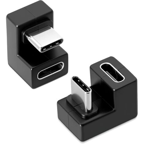 Lot de 2 adaptateurs USB C 180 ° en forme de U - Adaptateur USB-C 3.1 coudé OTG 100 W PD - Charge rapide - Transmission audio/vidéo - Compatible avec MacBook, Switch, Samsung Galaxy, Google Pixel (1/5)