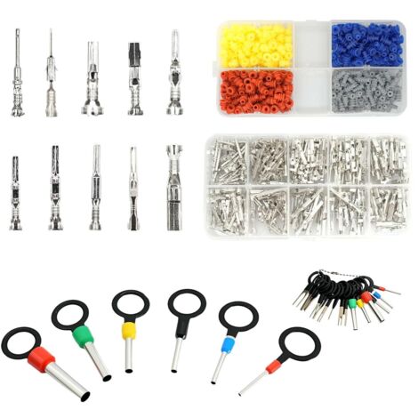 708 pièces Kit de connecteurs à sertir pour véhicules automobiles 1/1,5/1,8/2,2/2,3/2,5/2,8/3,5 mm Kit d'outils pour le retrait des rondelles filetées mâles et femelles (1/5)