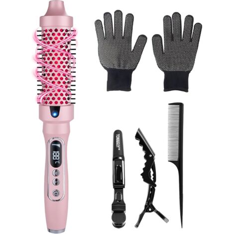 38mm Thermal Brush,Brosse Thermique pour des Boucles Naturelles, Brosse Chauffante pour Affichage NuméRique 5 Niveaux de TempéRature, pour des Ondulations, des Boucles et du V (1/5)
