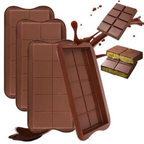 Moule Tablette Chocolat, 4 Pièces Moules à Chocolat en Silicone Moule à Tablette de Chocolat Profond, Moule Chocolat de 10 Cavités pour Chocolat, Praline, Bonbons (1/5)