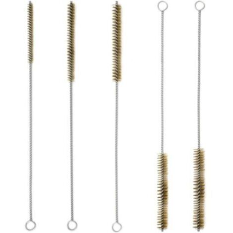Lot de 5 brosses métalliques rondes en laiton - Brosse métallique en laiton - Brosse en acier - Brosse de nettoyage pour trous de tuyauterie - 6/8/10/12/15 mm (1/5)