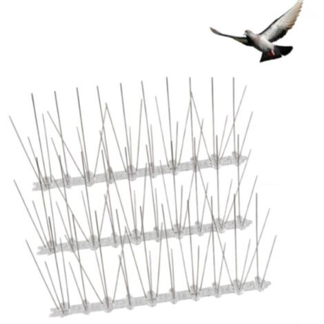 Lot de 3 Pic Anti Pigeon 25cm Mètres en Acier Inoxydable & Base en Plastique Souple, Pointes Anti-Oiseaux, Moineaux, Corneilles (1/4)