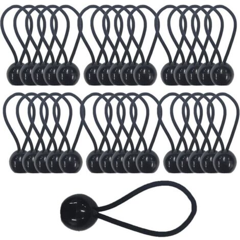 30pcs Tendeur Elastique avec Boule, Sandow Elastique, Tendeur Bache pour Bannière, Pavillon, Bâche, Camping, Tente, Rideaux Harnais d’Extension, Épaisseur 4mm Très Fort