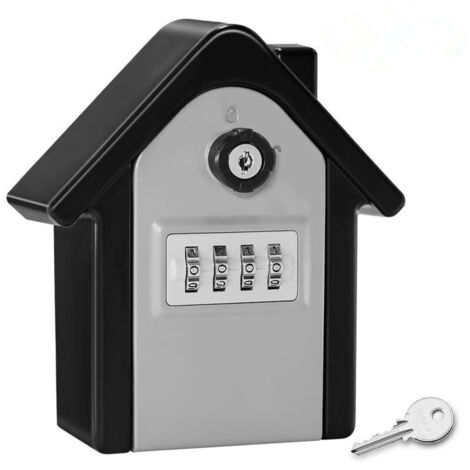 Boite a Cle Securisee Mural Boite a Clé avec Code Numérique & Clés d'urgence, Grand Key Safe Box Format Coffre a Clef Extérieur pour Maison, Bureau, Usine, Garages (1/4)