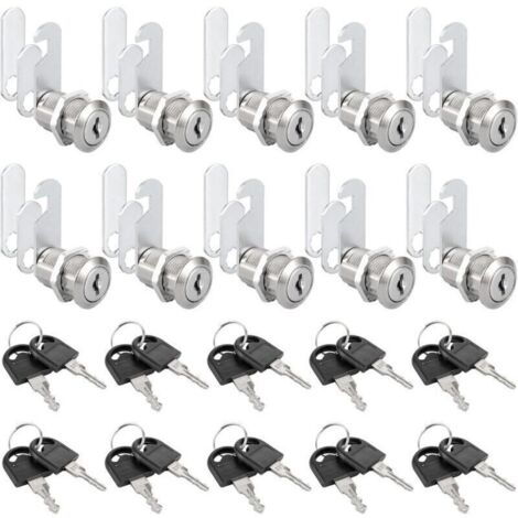 Lot de 10 Serrures Boîte aux Lettres, 25mm Serrure Armoire Metallique, Barillet Boite aux Lettres en Alliage de Zinc avec 20 Clés pour Tiroir, Armoire, Placard, Boîte aux Lettres (1/5)