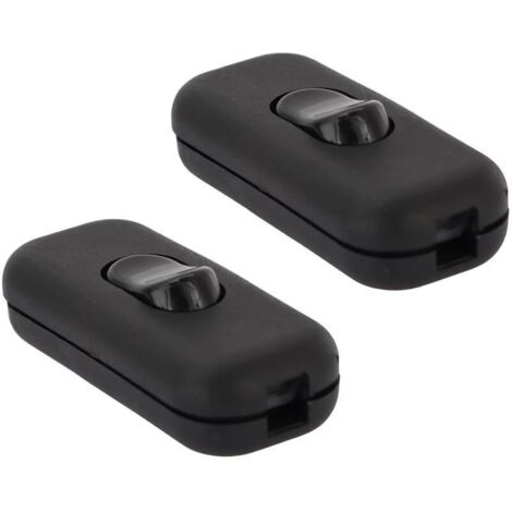 Lot de 2 Noir Interrupteur Torpedo, Interrupteur à Bascule, Interrupteur Bi-polaire 6A 250V, Lampe Inline 2 ou 3 ligne Inline Interrupteur, pour petit Appareil, Lampe de Bureau, Lampe de Cheve