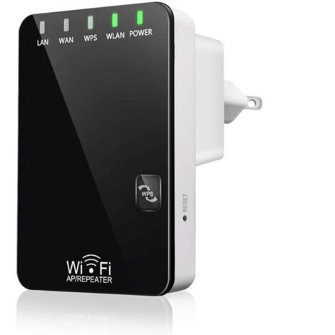 Répéteur WiFi Amplificateur sans Fil Puissant, WiFi Extender Booster 300Mbps 2.4Ghz, 2 Port Ethernet, WPS, Facile à Installation, Compatible avec Tous Les routeurs, AP/Routeur/Répéteur Mode (1/4)
