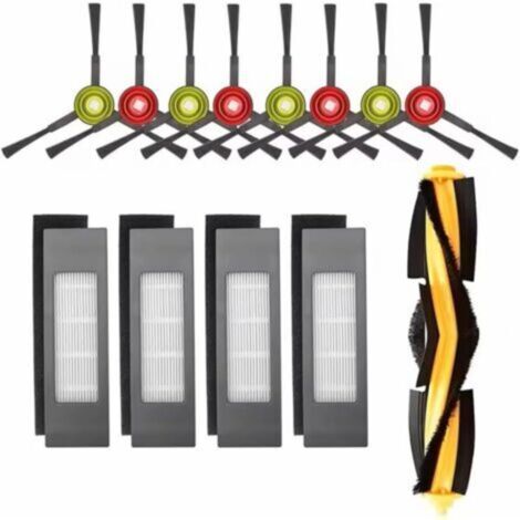 Accessoires pour aspirateurs robots Ecovacs Deebot N8 N8 Pro N8 Pro+ T8 T8+ T8 AIVI T8 Max T9 T9+ : 1 brosse principale, 4 filtres, 8 brosses latérales (13 pièces) (1/3)