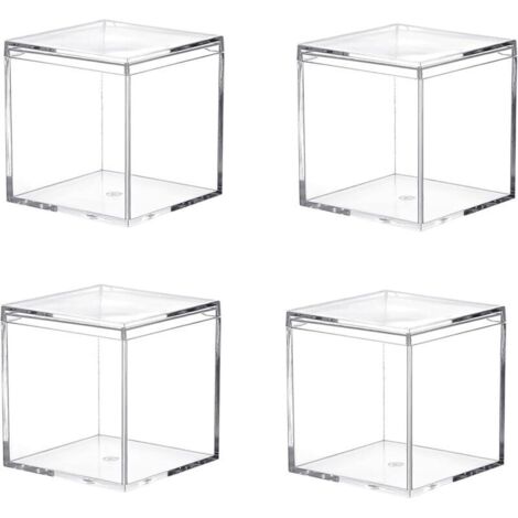 4 botes de rangement carrées en plastique à haute transparence pour articles de beauté, petites perles, accessoires de bijoux (1/4)