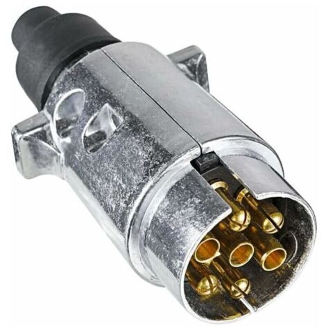 Prise Remorque en Métal 7 Broches, 12V Étanche Connecteur Prise Remorque en Métal 7 Broches Mâle, pour Caravane RV Voiture Bateau (Alliage d'aluminium),de (1/4)