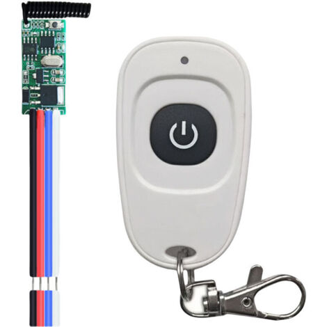 Commutateur de Télécommande DC12V RF, Télécommande + Récepteur 12 V Kit Mini 433 MHz Module Relais LED Haute Sensibilité DC 3,5-12 V, pour Garage, Serrure de Porte, Buzzer (1/4)