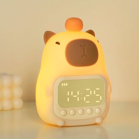 Réveil Capybara avec veilleuse pour enfants, jolis réveils pour chambre à coucher, lampe de table en silicone pour adolescents (1/4)
