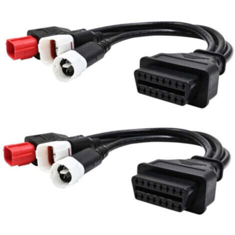 Lot de 2 câbles adaptateur pour scanner de moto Plug and Play 3 broches 4 broches pour Yamaha 6 broches pour Honda vers 16 broches OBD 2 câble d'extension mâle vers femelle outil de diagnostic moto co (1/4)