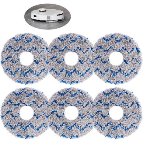 Diamètre extérieur 13,5 cm, diamètre intérieur 3,5 cm, lot de 6 chiffons de nettoyage de rechange bleus pour Ecovacs T20, T20pro, T20max, T20 MAX PLUS, T20 PRO PLUS Accessoires d'aspirateur, vadrouill (1/4)