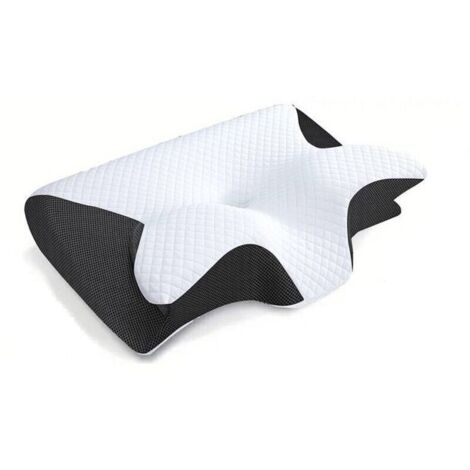 Oreiller Ergonomique Cervical, 2 en 1 Oreiller Orthopédique à Mémoire de Forme pour la Nuque, Coussin pour Dormir sur Le Côté et sur Le Dos, 62x37x12cm (noir) (1/4)