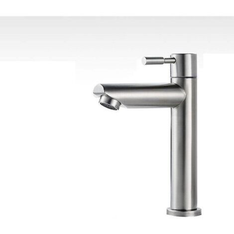 Robinet de salle de bains 1 pièce, robinet d'évier d'eau froide uniquement, robinet de lavage à la main en cuivre chromé durable (1/4)