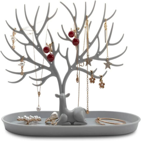Amokee Présentoir à Bijoux en Bois, Arbre à Bijoux décoratif, Rangement de Colliers, Support de Bracelet, Support de Rangement pour Organisateur de Bijoux en Bois de Cerf, Cadeau Idéal pour Les Femmes (1/4)