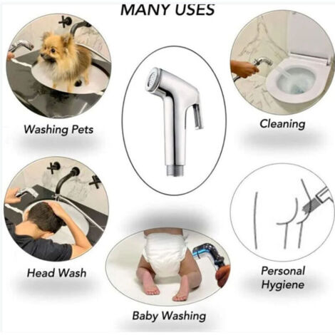 2 pièces Bidet Spray, douchette WC Pulvérisateur de Toilette en Spray pour le Nettoyage Des Toilettes, Bain pour Animaux de Compagnie, Hygiène Personnelle (1/3)