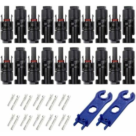 10 Paires MC4 Connecteur Mâle/Femelle pour Systèmes Photovoltaïques de Câble de Panneau Solaire,Panneaux Solaires Cable Accessoires,Imperméable (1/4)