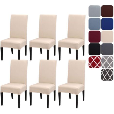 Housse de Chaise Extensible Lot de 6, Couverture Protecteur de Chaise Salle a Manger Universel Amovible Lavable Moderne Durable pour Maison (1/4)