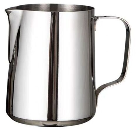 Pichet à mousse de lait, pichet à lait en acier inoxydable 304, pichet à vapeur de 350 ml, pichet à vapeur pour café, cappuccino, barista, carafe à lait avec stylo de décoration, argenté 350ML (1/4)