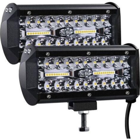 Phare de Travail LED 12V 300W 7'' Projecteur LED Voiture 12v Etanche IP67 Spot Flood Feux Antibrouillard LED 27,000lm Feux de Travail pour Voiture Camion Tracteur SUV Bateau(2 PCS)dyk- (1/4)
