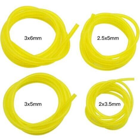 4 Pièces Tuyaux d'Essence Longueur 1.5m Tuyau de Conduite de Carburant Universel Outils de Jardin Jaune Transparent pour Souffleur Tondeuse Tronçonneuse Tondeuse à Gazon Accessoires (1/4)